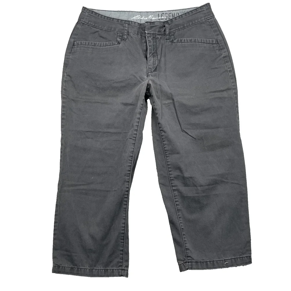 Eddie Bauer Capri Pants Women 8 Gray Baggy Gorpcore Hike Academia Y2k Preppy 90s